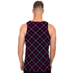 Black Pink And Blue Tartan Pattern Print Men's Tank Top