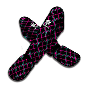 Black Pink And Blue Tartan Pattern Print Muay Thai Shin Guard