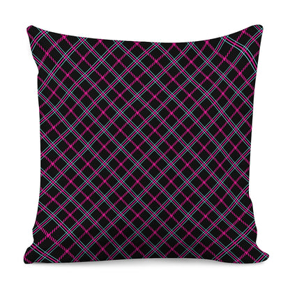 Black Pink And Blue Tartan Pattern Print Pillow Cover