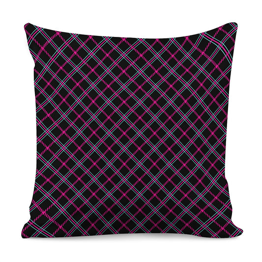 Black Pink And Blue Tartan Pattern Print Pillow Cover