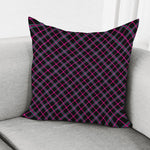 Black Pink And Blue Tartan Pattern Print Pillow Cover