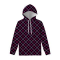 Black Pink And Blue Tartan Pattern Print Pullover Hoodie