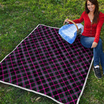 Black Pink And Blue Tartan Pattern Print Quilt