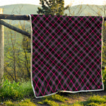 Black Pink And Blue Tartan Pattern Print Quilt