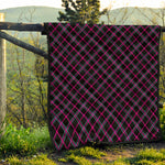 Black Pink And Blue Tartan Pattern Print Quilt