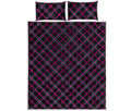 Black Pink And Blue Tartan Pattern Print Quilt Bed Set