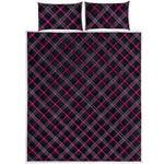 Black Pink And Blue Tartan Pattern Print Quilt Bed Set