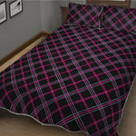Black Pink And Blue Tartan Pattern Print Quilt Bed Set