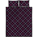 Black Pink And Blue Tartan Pattern Print Quilt Bed Set
