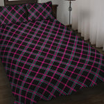 Black Pink And Blue Tartan Pattern Print Quilt Bed Set