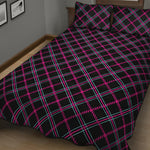 Black Pink And Blue Tartan Pattern Print Quilt Bed Set