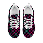 Black Pink And Blue Tartan Pattern Print White Sneakers