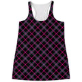 Black Pink And Blue Tartan Pattern Print Women's Racerback Tank Top