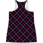 Black Pink And Blue Tartan Pattern Print Women's Racerback Tank Top