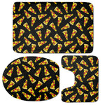 Black Pizza Pattern Print 3 Piece Bath Mat Set