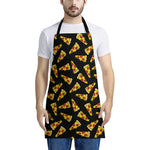 Black Pizza Pattern Print Apron