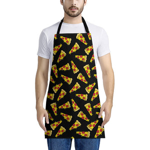 Black Pizza Pattern Print Apron