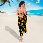 Black Pizza Pattern Print Beach Sarong Wrap