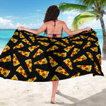 Black Pizza Pattern Print Beach Sarong Wrap