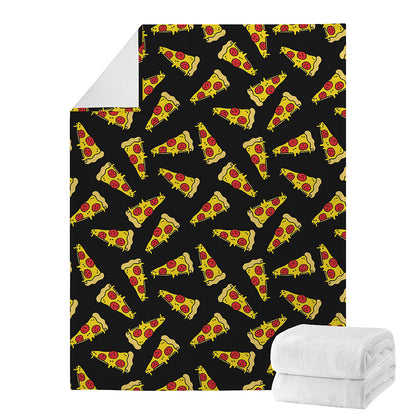 Black Pizza Pattern Print Blanket