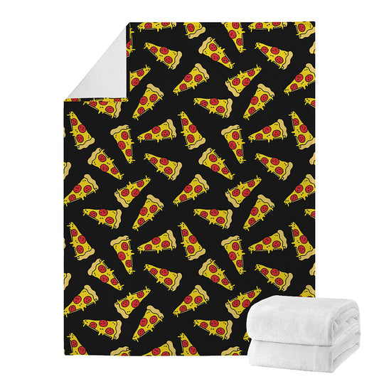 Black Pizza Pattern Print Blanket