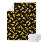 Black Pizza Pattern Print Blanket