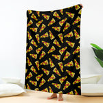 Black Pizza Pattern Print Blanket