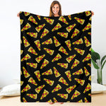 Black Pizza Pattern Print Blanket
