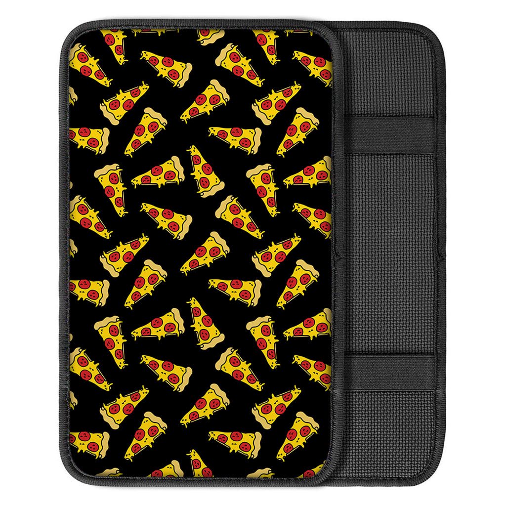 Black Pizza Pattern Print Car Center Console Cover