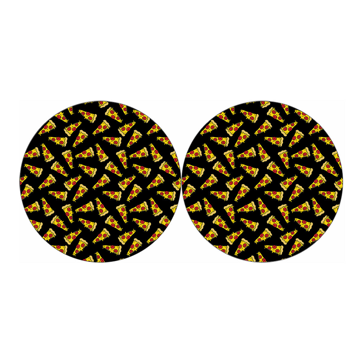 Black Pizza Pattern Print Car Coasters