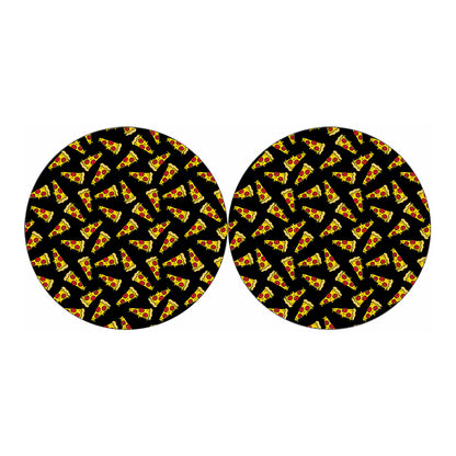 Black Pizza Pattern Print Car Coasters