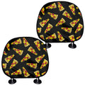 Black Pizza Pattern Print Car Headrest Covers