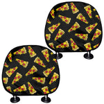 Black Pizza Pattern Print Car Headrest Covers