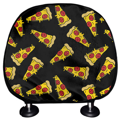 Black Pizza Pattern Print Car Headrest Covers