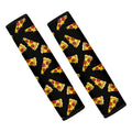 Black Pizza Pattern Print Car Seat Belt Covers