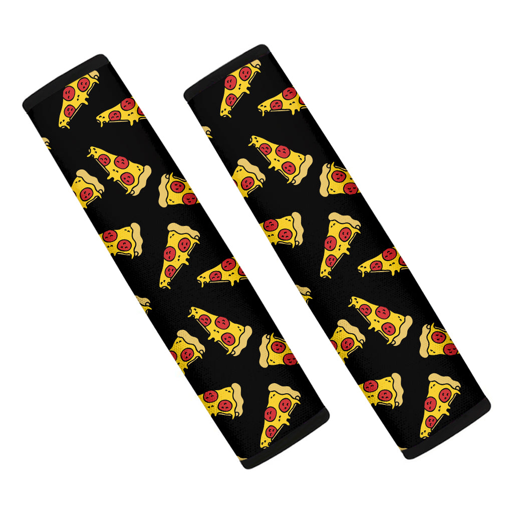 Black Pizza Pattern Print Car Seat Belt Covers