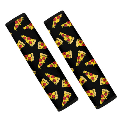 Black Pizza Pattern Print Car Seat Belt Covers
