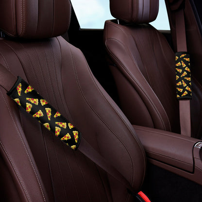 Black Pizza Pattern Print Car Seat Belt Covers