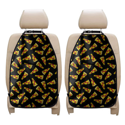 Black Pizza Pattern Print Car Seat Organizers