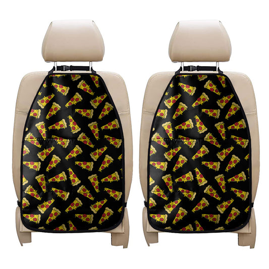 Black Pizza Pattern Print Car Seat Organizers