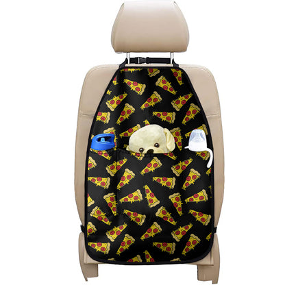 Black Pizza Pattern Print Car Seat Organizers