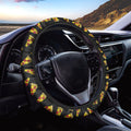 Black Pizza Pattern Print Car Steering Wheel Cover