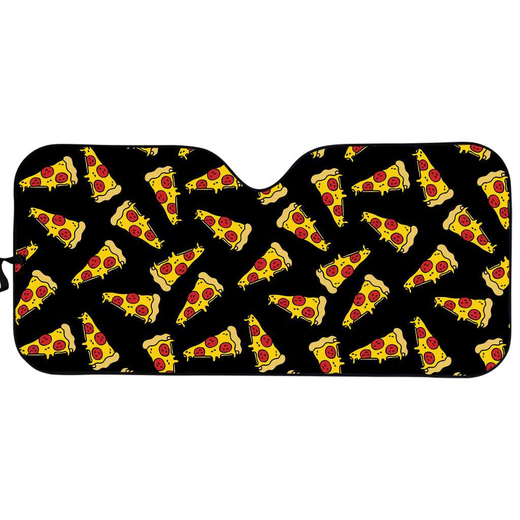 Black Pizza Pattern Print Car Sun Shade