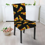 Black Pizza Pattern Print Dining Chair Slipcover