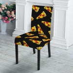 Black Pizza Pattern Print Dining Chair Slipcover