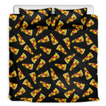 Black Pizza Pattern Print Duvet Cover Bedding Set