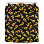 Black Pizza Pattern Print Duvet Cover Bedding Set