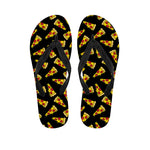 Black Pizza Pattern Print Flip Flops
