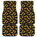 Black Pizza Pattern Print Front and Back Car Floor Mats