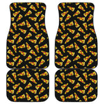Black Pizza Pattern Print Front and Back Car Floor Mats